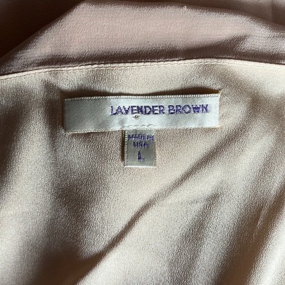 Lavender Brown 100% silk peach blush layered mini dress - Picture 7 of 8